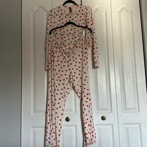 Skims Sleep Set Ruby Marble Heart Crop Too & Pants New